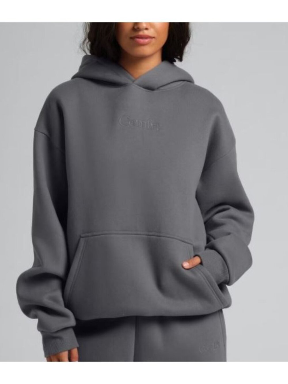 Comfrt Signature Hoodie Women Size Large NWT Oversized Fit Loungewear Steel Gray